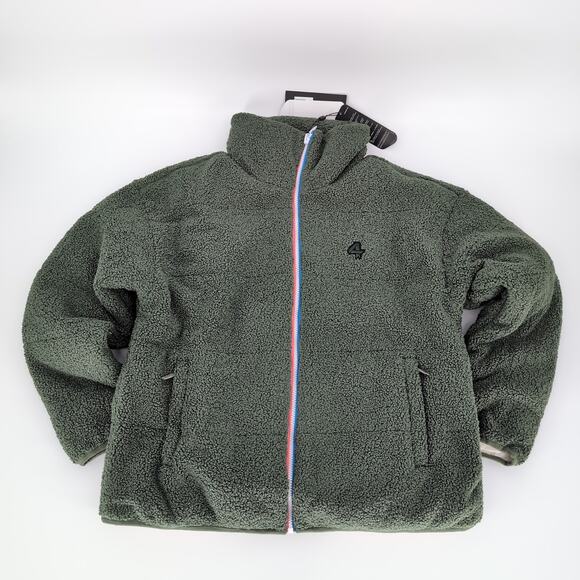 Fourlaps Polar Quilted Reversible Unisex Thyme/White Sherpa Jacket - Size S -NWT - Picture 10 of 15